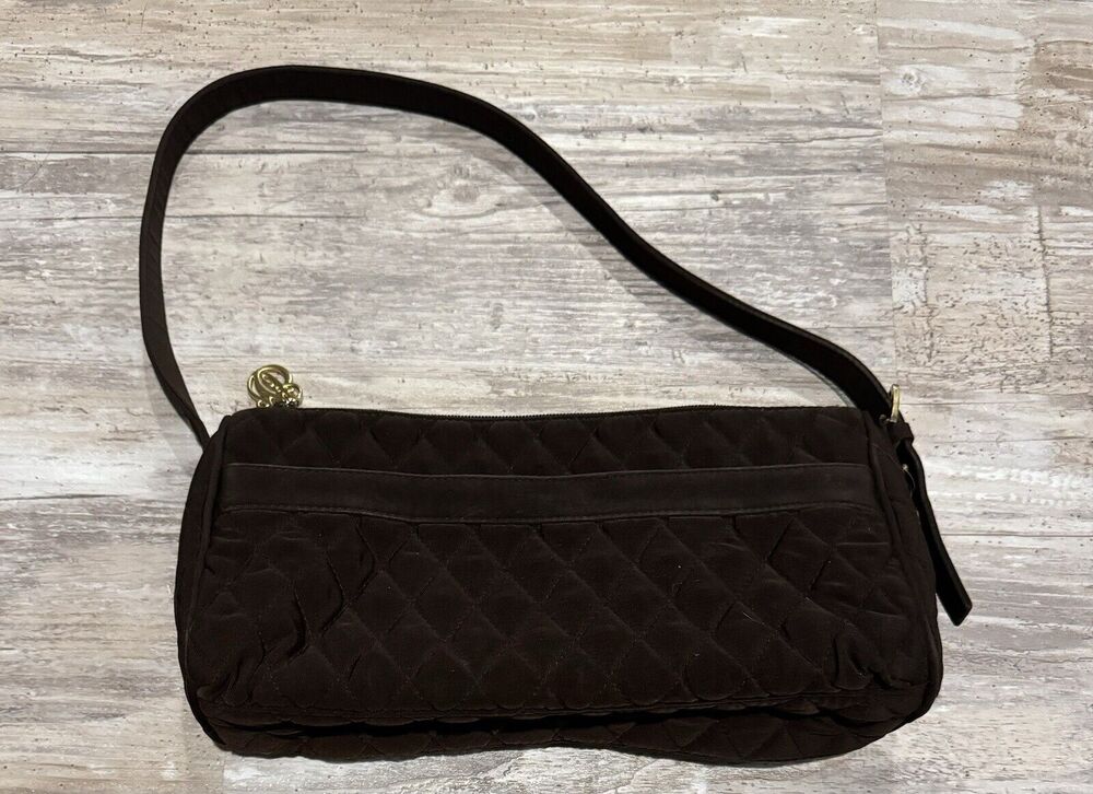 Vera Bradley Shoulder Purse Tote Handbag Brown Microfiber Quilted